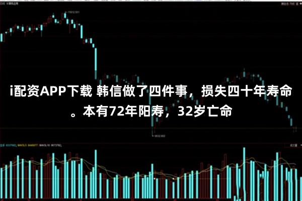 i配资APP下载 韩信做了四件事,损失四十年寿命。本有72年阳寿,32岁亡命