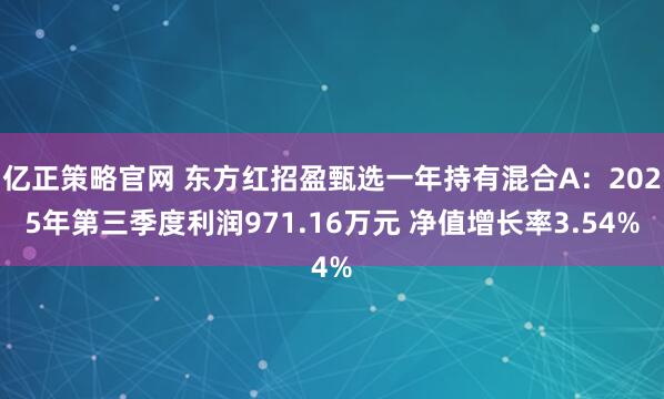 亿正策略官网 东方红招盈甄选一年持有混合A：2025年第三季度利润971.16万元 净值增长率3.54%