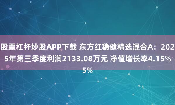 股票杠杆炒股APP下载 东方红稳健精选混合A：2025年第三季度利润2133.08万元 净值增长率4.15%