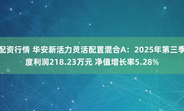 配资行情 华安新活力灵活配置混合A：2025年第三季度利润218.23万元 净值增长率5.28%