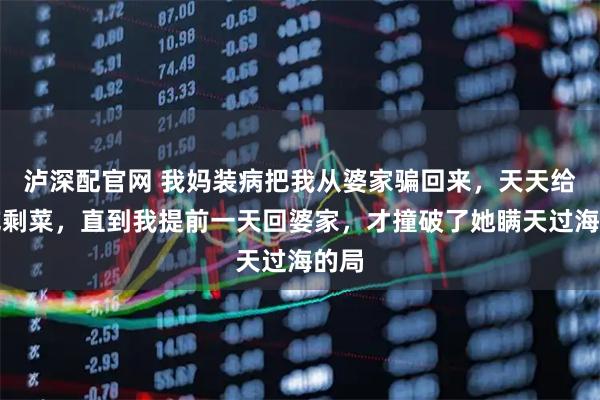 泸深配官网 我妈装病把我从婆家骗回来，天天给我吃剩菜，直到我提前一天回婆家，才撞破了她瞒天过海的局